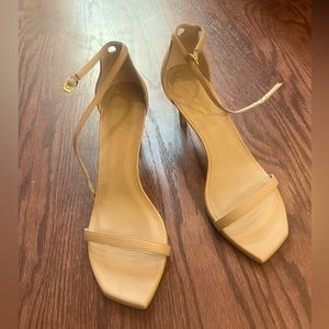 new nude heels Stuart Weitzman strap